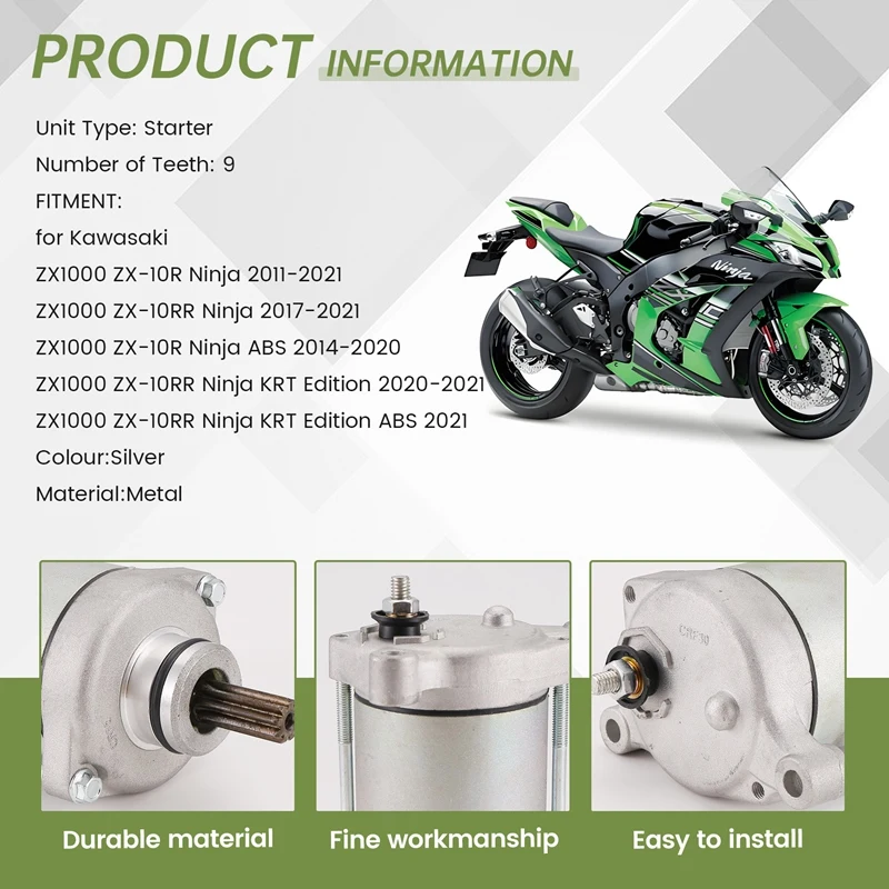 21163-0064 Стартер мотоцикла для Kawasaki ZX1000 ZX-10R ZX10R ZX-10RR ZX10RR Ninja KRT Edition ABS 2014-2021