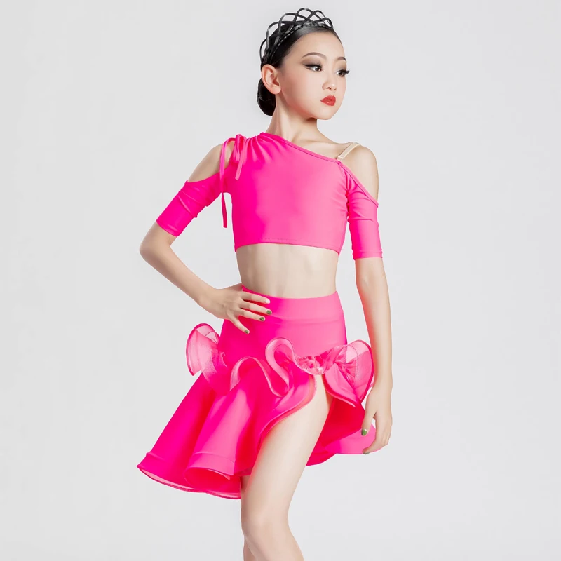 Женский костюм для латиноамериканских танцев розовая или белая юбка-топ