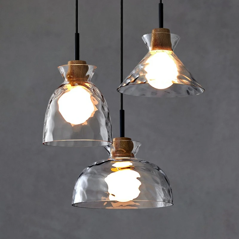 Japanese LED Log Glass Pendant Lights Creative E27 Restaurant Glass Room Decor Hanging Lamp Home Decor Kitchen Accessories Lamps
