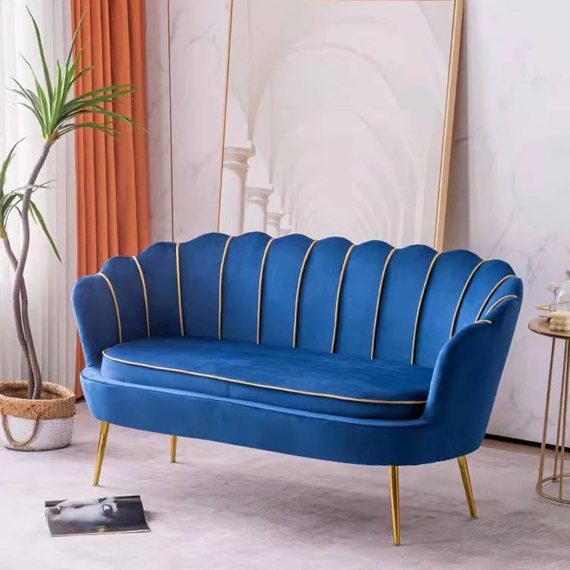 

Nordic Sofa luxury velvet Design Armchair double seat small apartment Relaxing sofa Beauty salon hall Corner pink waiting chair