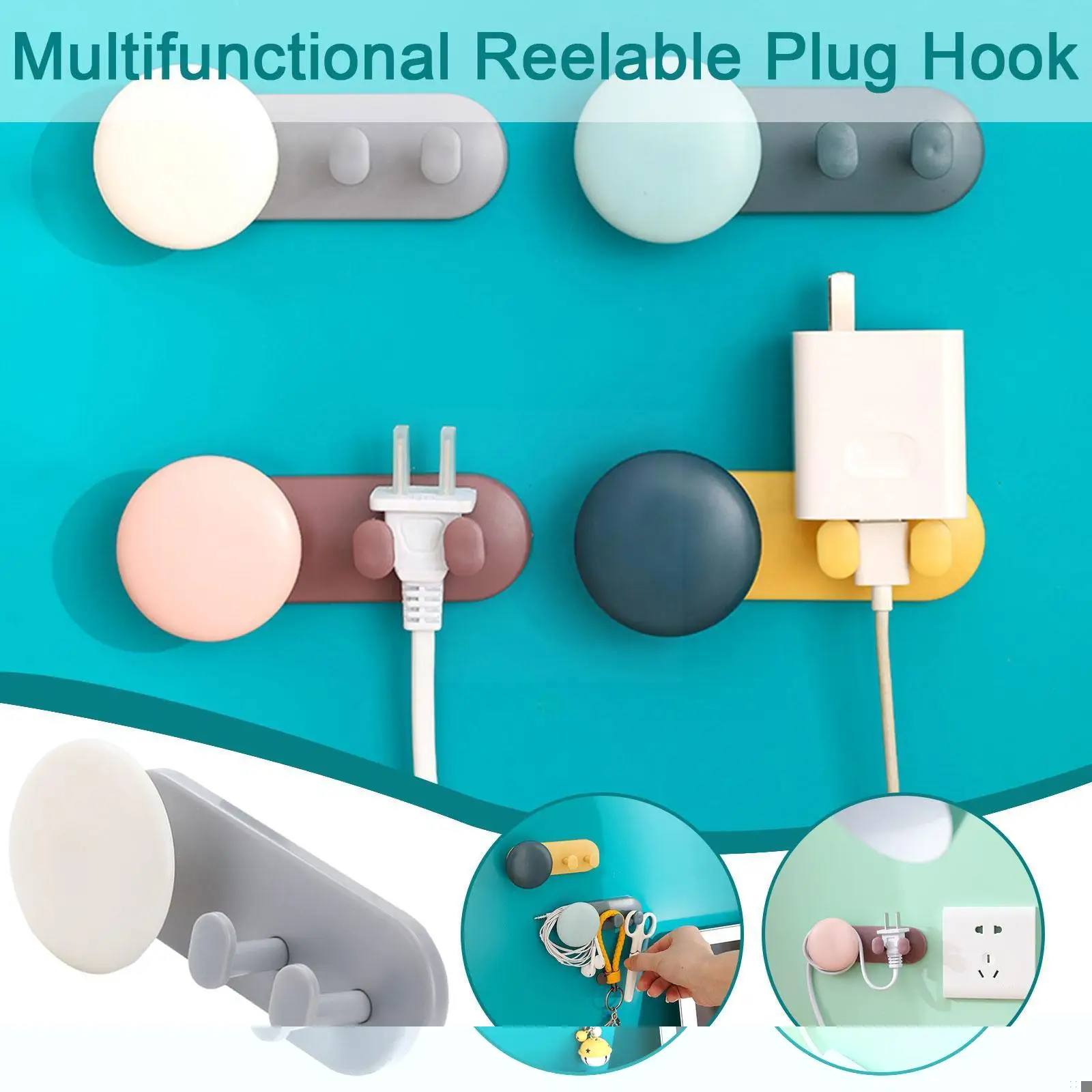 

Power Plug Socket Holder Wall-mounted Self-adhesive Cable Hook Wall Hook USB Data Earphone Receiver Winder Multifunctional Z9H7
