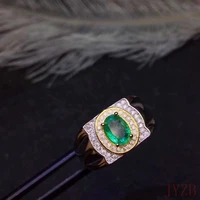 natural emerald ring 925 sterling silver 6x8mm gem mens premium inlaid high end jewelry