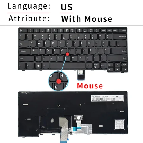 Новая клавиатура США/RU для ноутбука Lenovo Thinkpad E470 E470C E475, с русской точкой