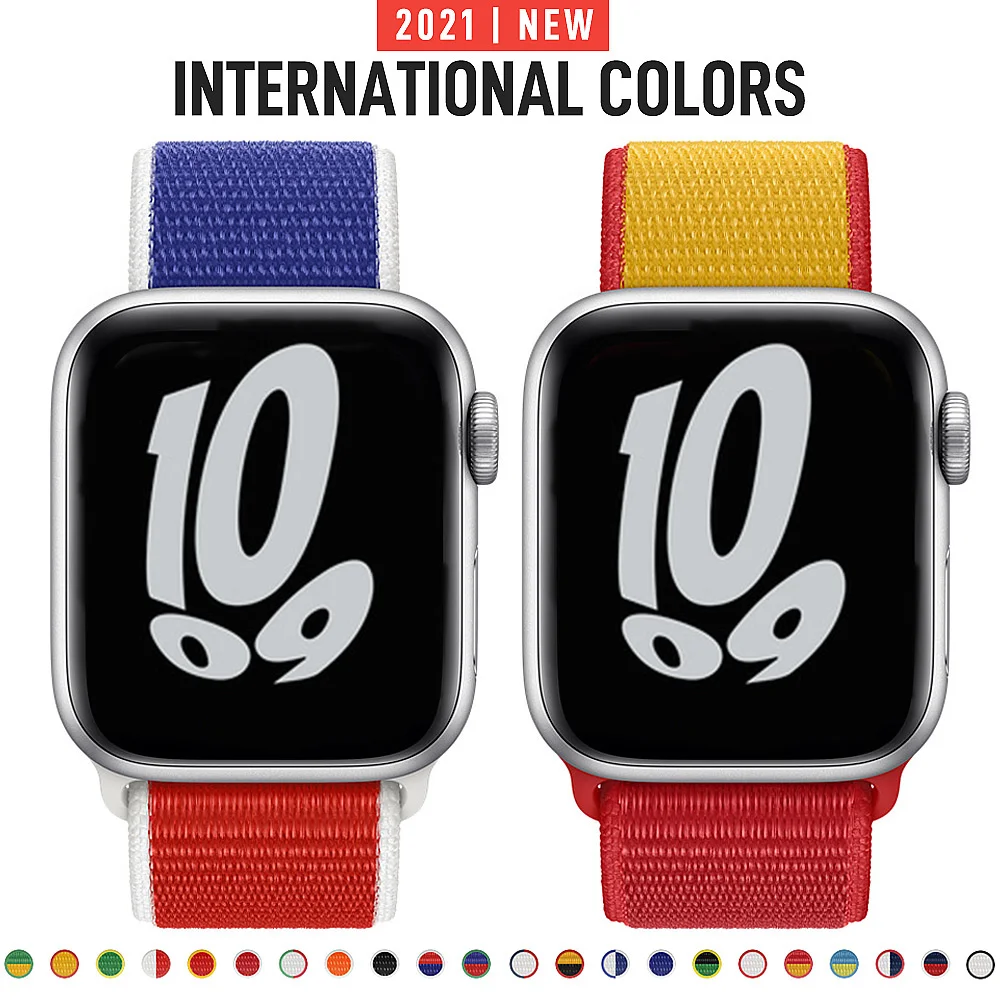 

International Collection Sport Loop For Apple Watch band 44mm 40mm 42mm 38mm Nylon Strap belt Bracelet iWatch Series 4 5 SE 6 7