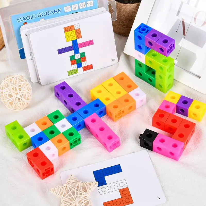 

Block Toy Montessori Rainbow Math Link Cubes Educational Boxed Color Ribbon Graphic Card Mathematical Counting Stacked Cube Toys