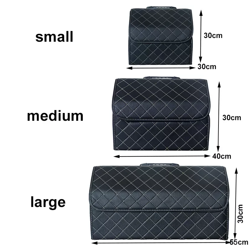 

Storage Bag PU Leather Trunk Organizer back red line