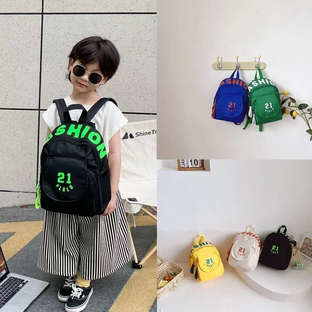Korean Color Letter Baby Backpack Boy Waterproof Travel Bag Backpacks Schoolbag for Kindergarten Children Girls Nylon Bookbag