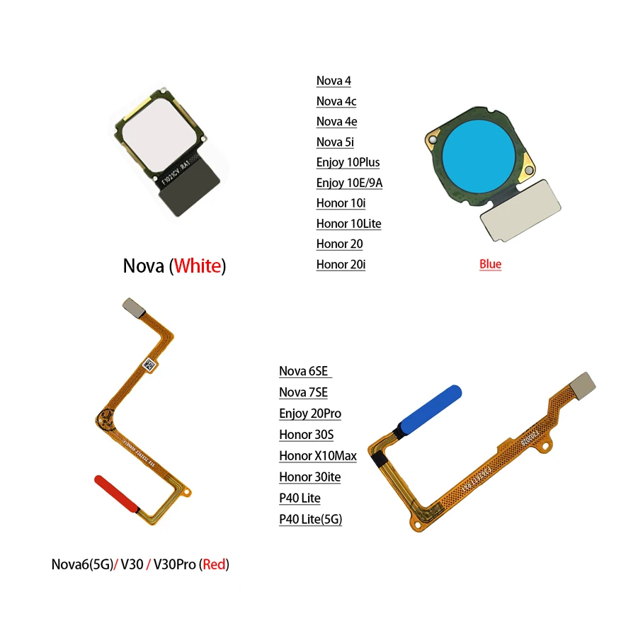 

Fingerprint Sensor Scanner Flex Cable For Huawei nova 4 6 5i Enjoy 10Plus 9A Honor 10i Lite 20i V30 Pro mate 9 Back Home Button