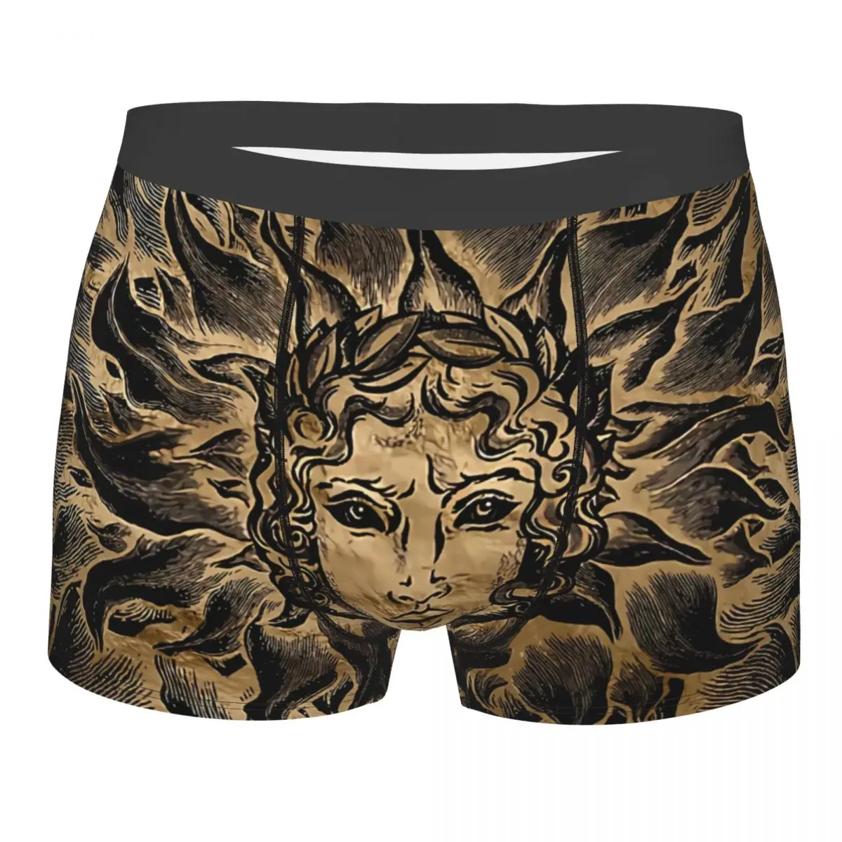 

Apollo Sun God Black And Gold Man's Boxer Briefs Greek Viking Breathable Funny Underpants Print Shorts Birthday Gifts