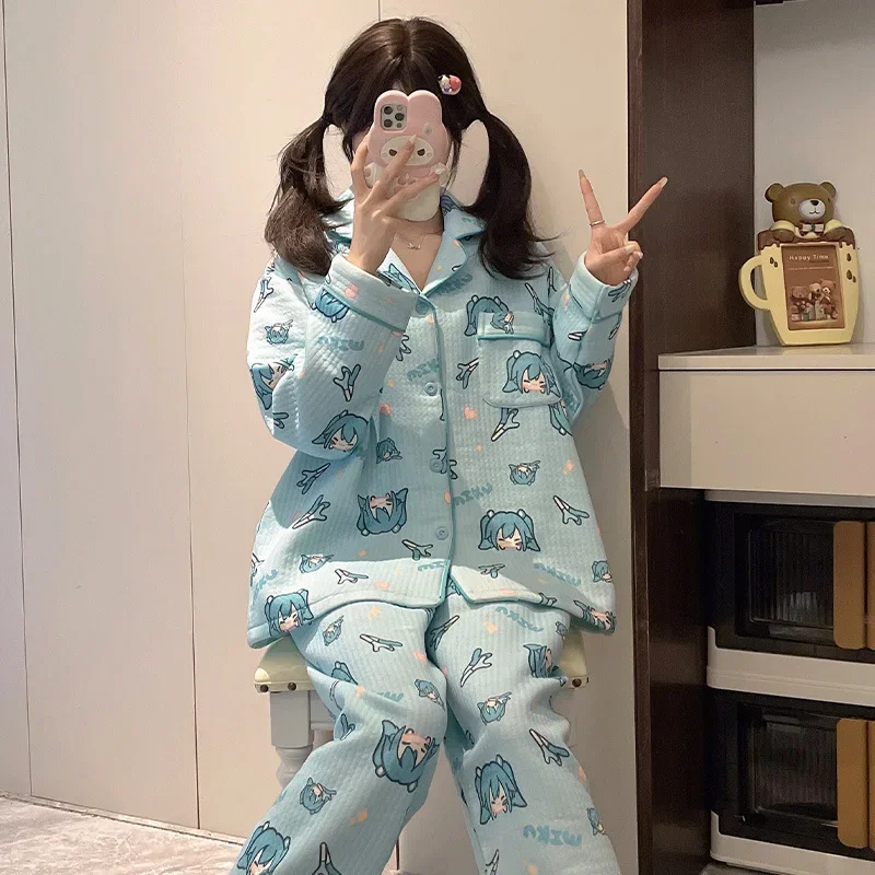Милые милые женские пижамы в стиле аниме Hatsune Miku кавайный свободный кардиган с