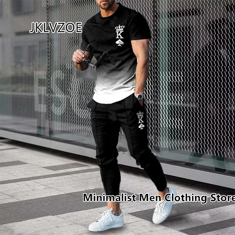 Summer Sportwear Suit Short Sleeve T Shirt Long Pants 2 Piece Sets Men Tracksuit 3D Printed Casual Street Oversized Clothes