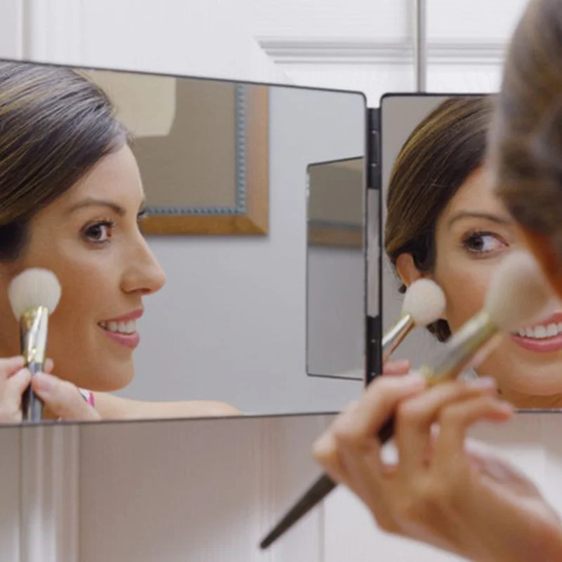 Зеркало для макияжа тройного сложения с поворотом на 360 градусов висячее зеркало