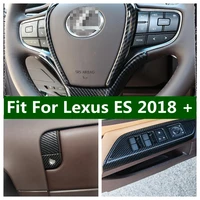 steering wheel decor lift button frame glove box handle cover trim for lexus es 2018 2022 carbon fiber style interior parts