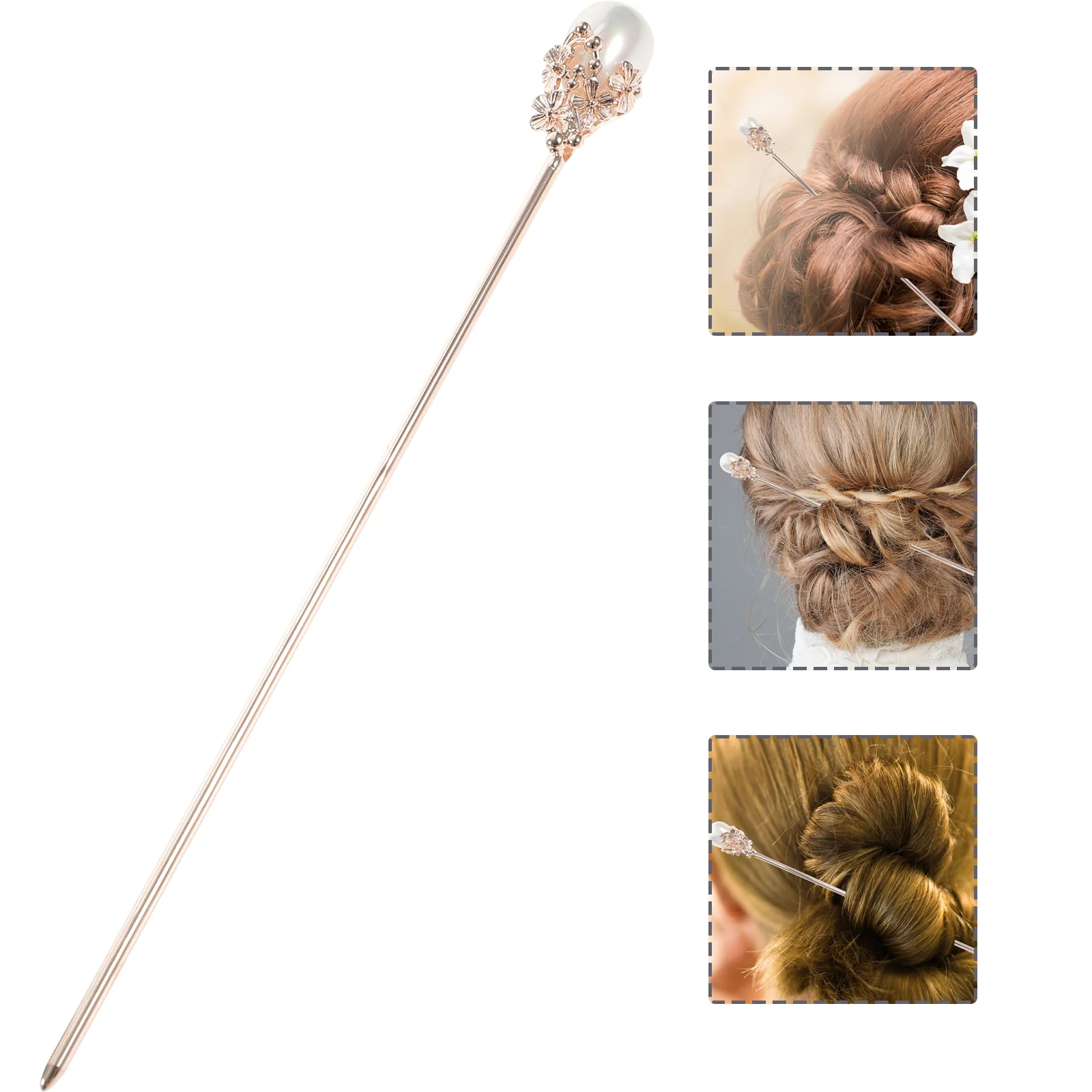 2 шт. декоративные заколки для волос булочка жемчужная китайская палочка еды