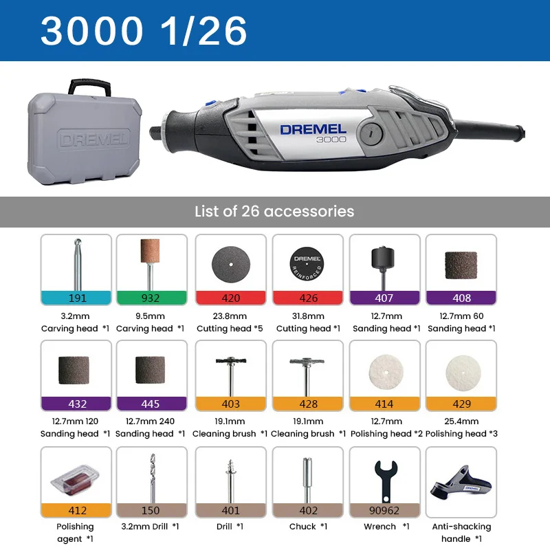 

Dremel 3000 1/26 мини-шлифмашина 120 Вт
