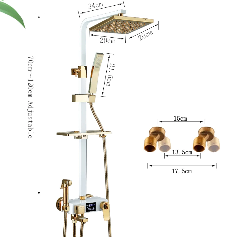 

Thicken Brass Thermostatic Digital Display Shower Faucet Bathroom Faucet Shower Mixer Crane Bidet Faucet 8Inch Head Spray