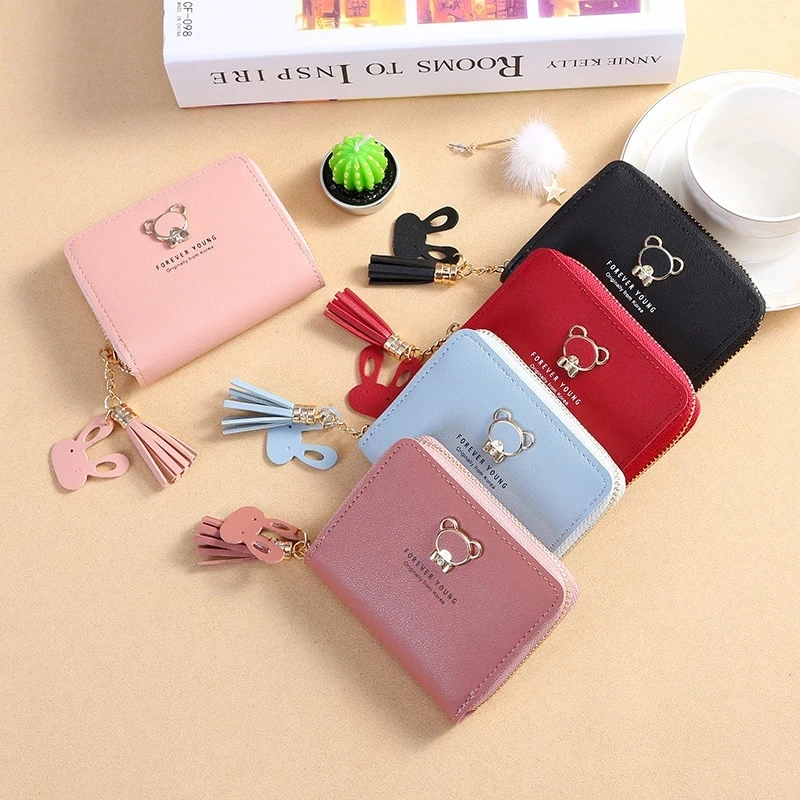 

New Women's Wallet Short Style Cartoon Cute Bear Wallets Coin Purses Bag Girl Small Lady Wallet Credit Card holder