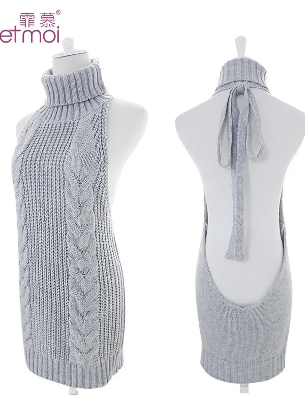 Свитер с высоким воротником и открытой спиной нижнее белье Женская пикантная