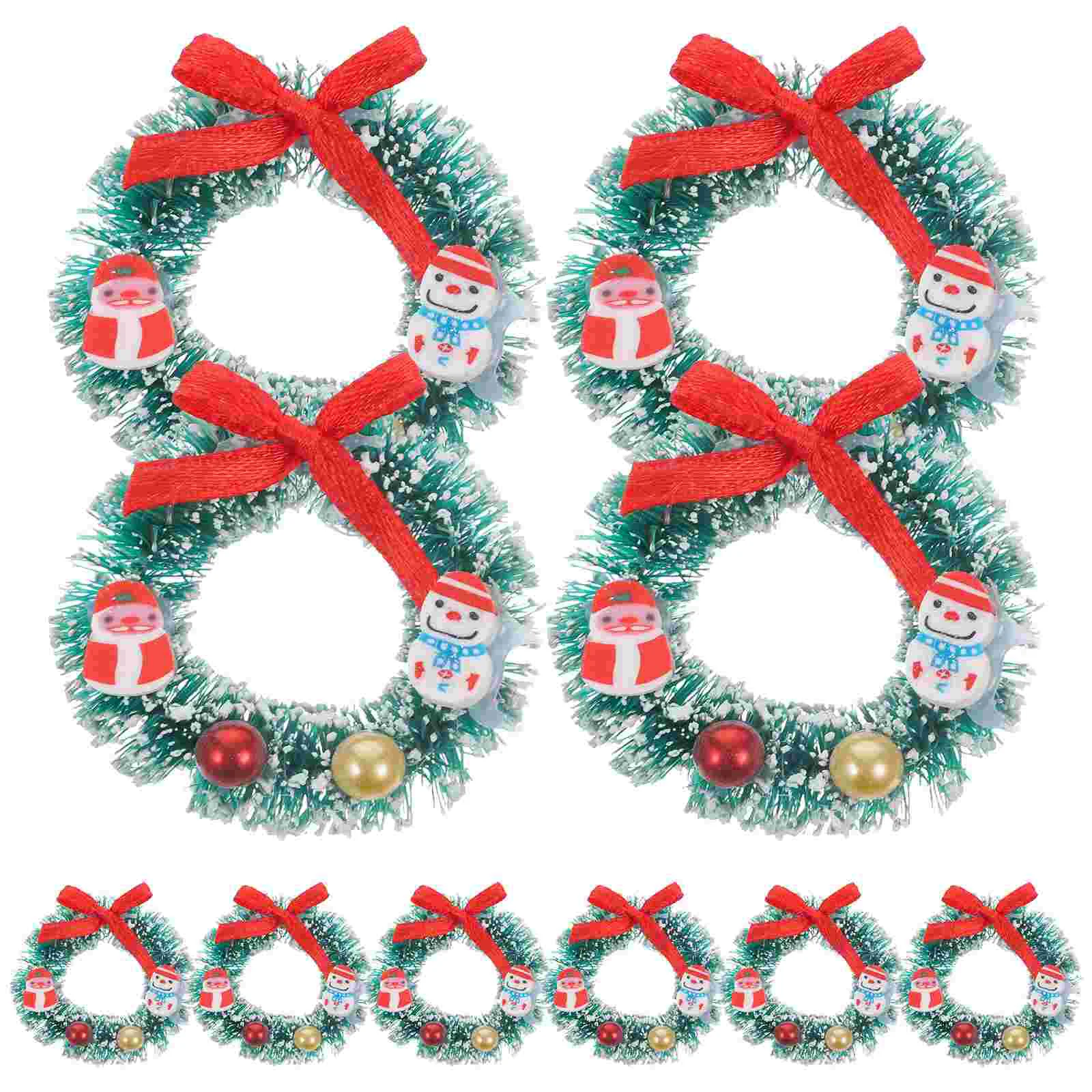 

10pcs Miniature Wreath Christmas Miniature Figurine Christmas Decoration Prop
