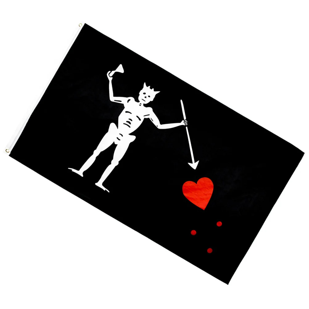 

Flagpirateskull Banner Yard Garden Edward Teach Heart Double Sided Headertapestry Hanging Blackbeard Flags Favors Party House