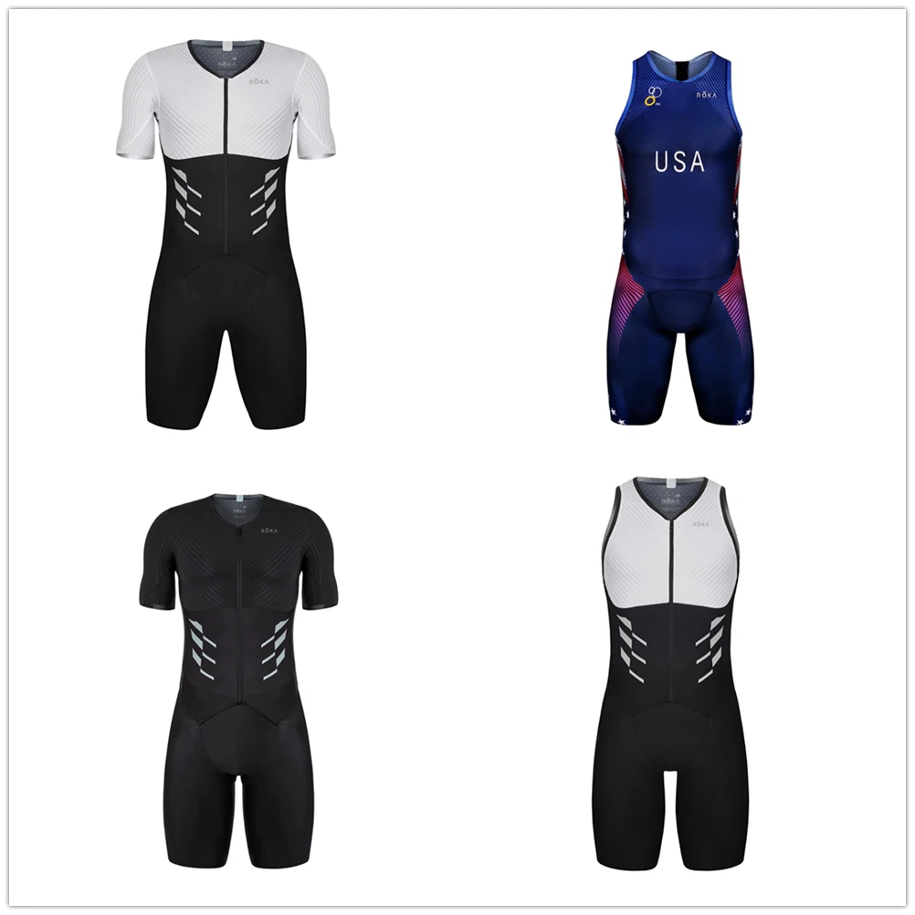 

ROKA Skinsuits Trisuit Triathlon Men High Quality Triathlon Clothes Short Sleeve Cycling Skinsuits Sets Jumpsuit Kits summer