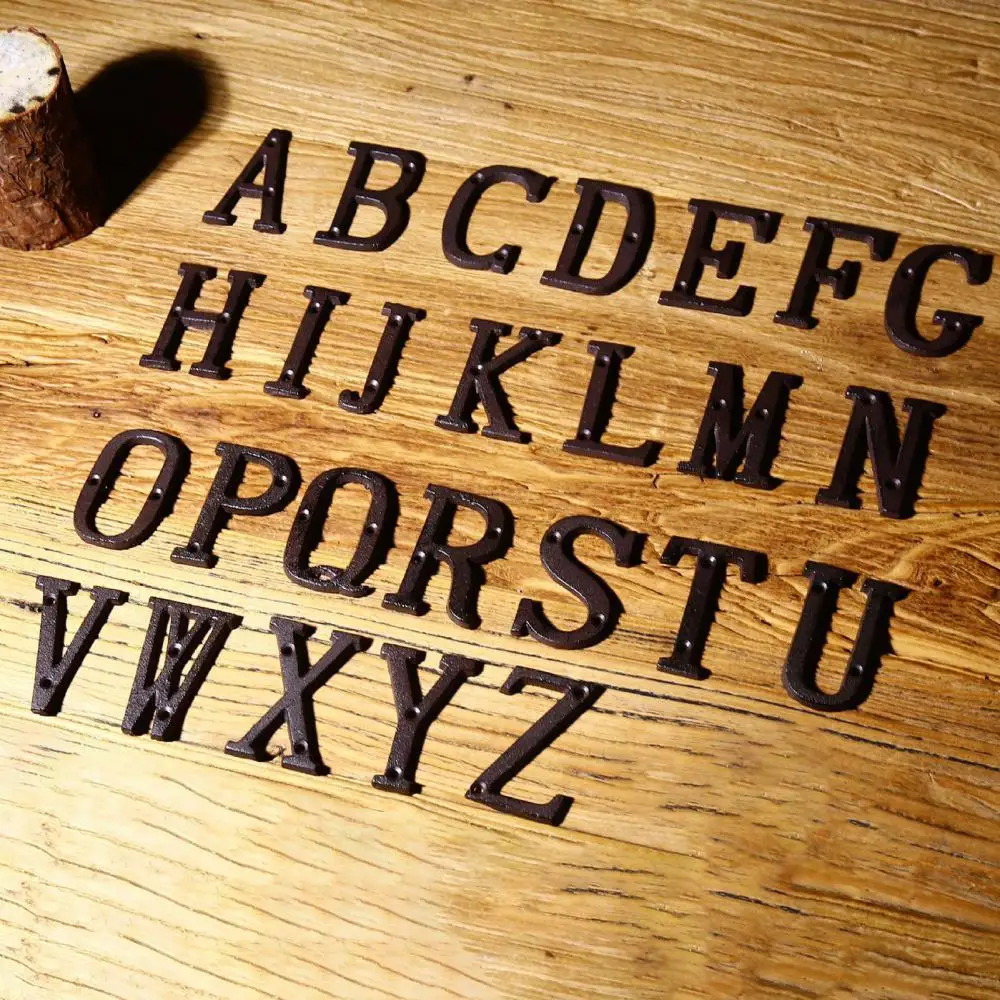 

Creative Retro Style Groceries Cast Iron Metal DIY House Doorplate English Letter Symbol Door Decoration Home Decor Crafts