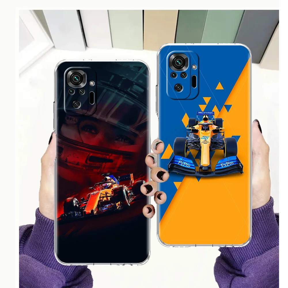 

Formula 1 F1 Car Luxury Transparent Phone Case Cover for Redmi 8 8A 9A 9C 9 Note 7 8 9 10 11 K40 4G Pro Plus Soft Shell Fundas