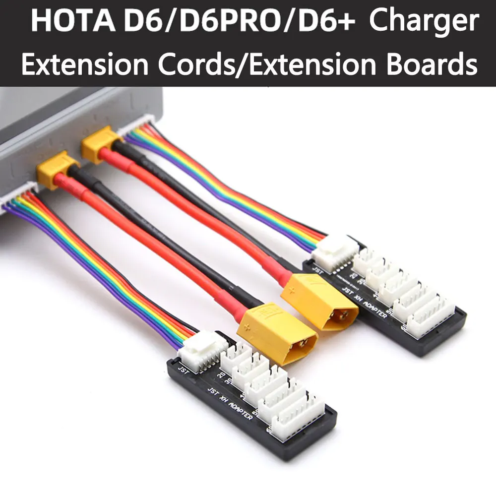 

2PCS XT60/XT30/JST/T-Plug Balance Charger Extension Cable and 2PCS 2-6S Extension Board for HOTA D6 D6PRO D6+ Smart Charger RC