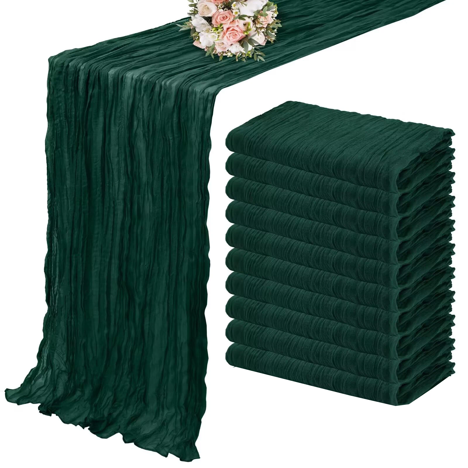 

Набор из 10 шт., полупрозрачная марлевая дорожка для свадебного стола, шалфейная зеленая марля, стол для обеденной вечеринки, рождественские банкеты, арки, декор для торта