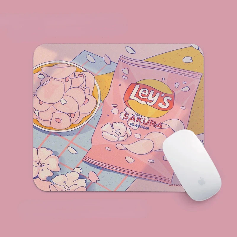 

Small Mouse Pad Cherry Blossom Pink Mousemat Ins Illustration Mouse Carpet Square Cloth Mousepad Office Laptop Non-slip Rubber