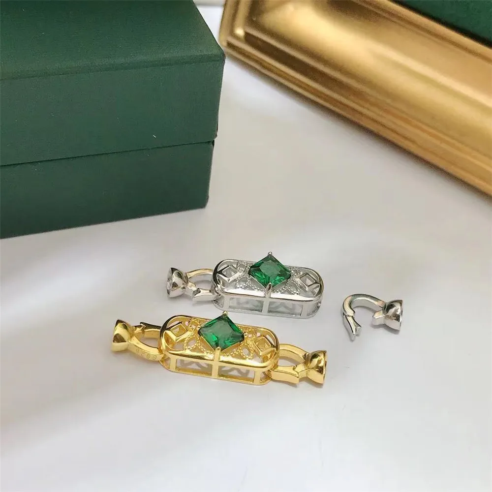 

S925 Sterling silver Cubic Zirconia Clasp DIY Beads Jewelry Making Accessories Silver/Gold Metal Connector Clasps Findings