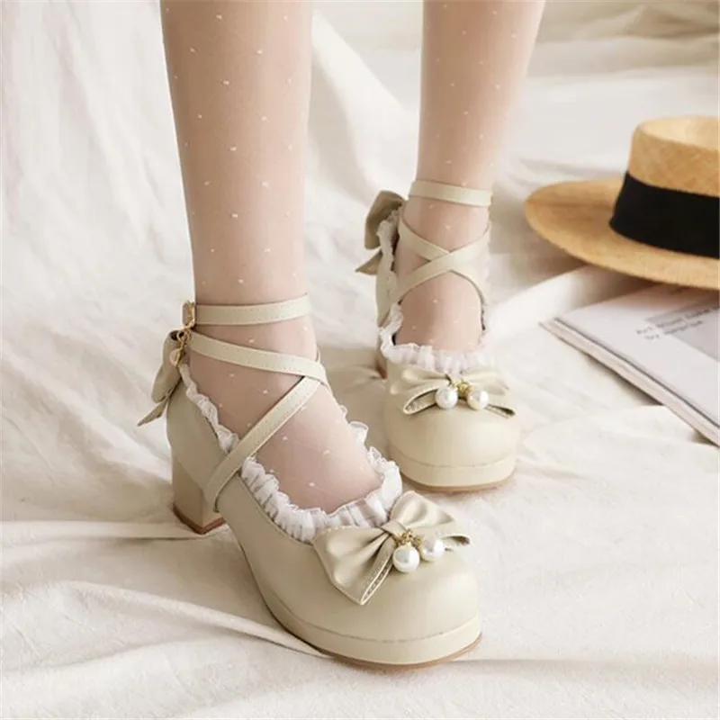 Туфли женские на танкетке милая обувь для косплея в стиле панк/готика с пряжкой