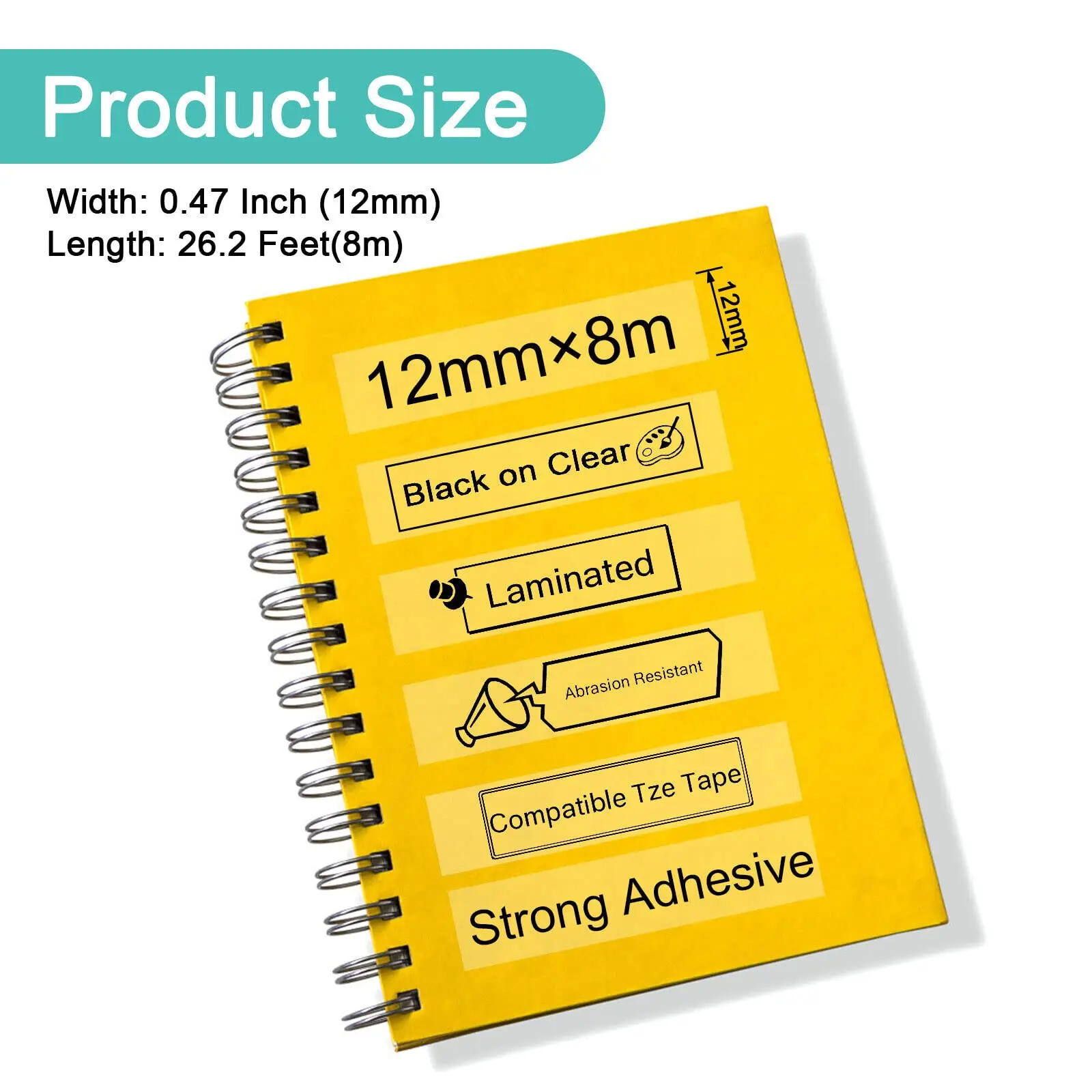15PK флейта совместима с Brother 9/12/18/24 мм черная на прозрачной этикетке для принтеров