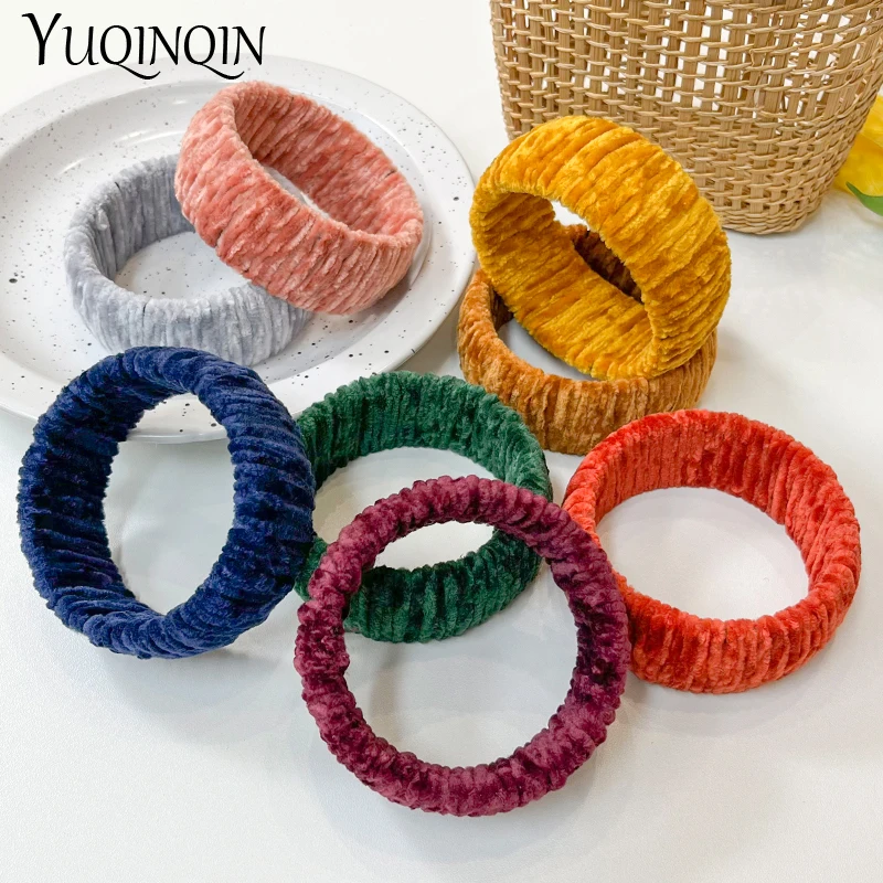 

New Multicolor Acrylic Wide Bracelets for Women Vintage Bohemian Bracelets & Bangles Charms Simple Flannel Fashion Jewelery Gift