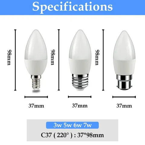 LED лампа-свеча Gatetop 8 шт., 3-7 Вт, 220 В