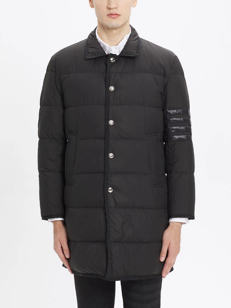 TB THOM Jackets 4-bar Stripe Winter Men's Thermal Puffer Jacket Fashion Top Brand Down-Filled Women Long Loose Casual Male Coat