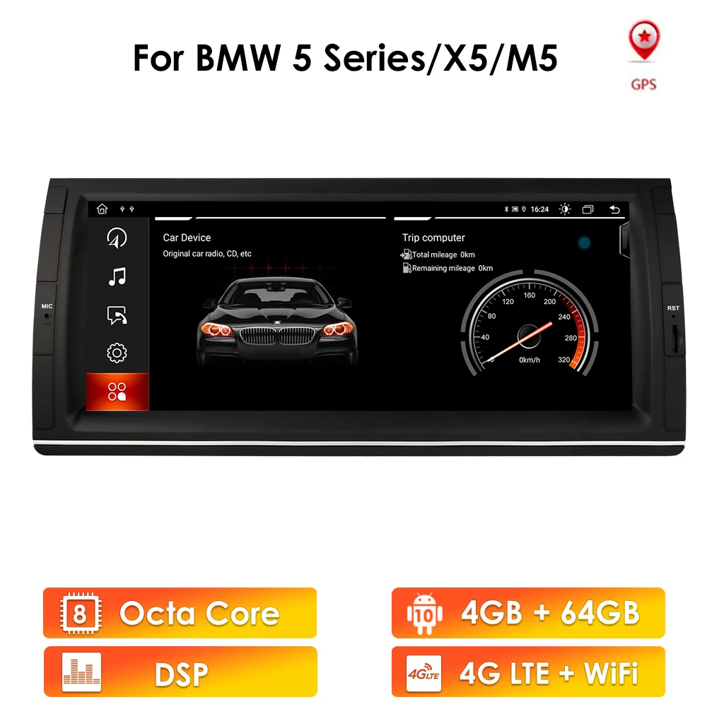 Автомагнитола 2 DIN 4G + 64 ГБ Android 10 для BMW 5 E39 X5 E53 M5 E38 1994-2007 автомобильное стерео аудио