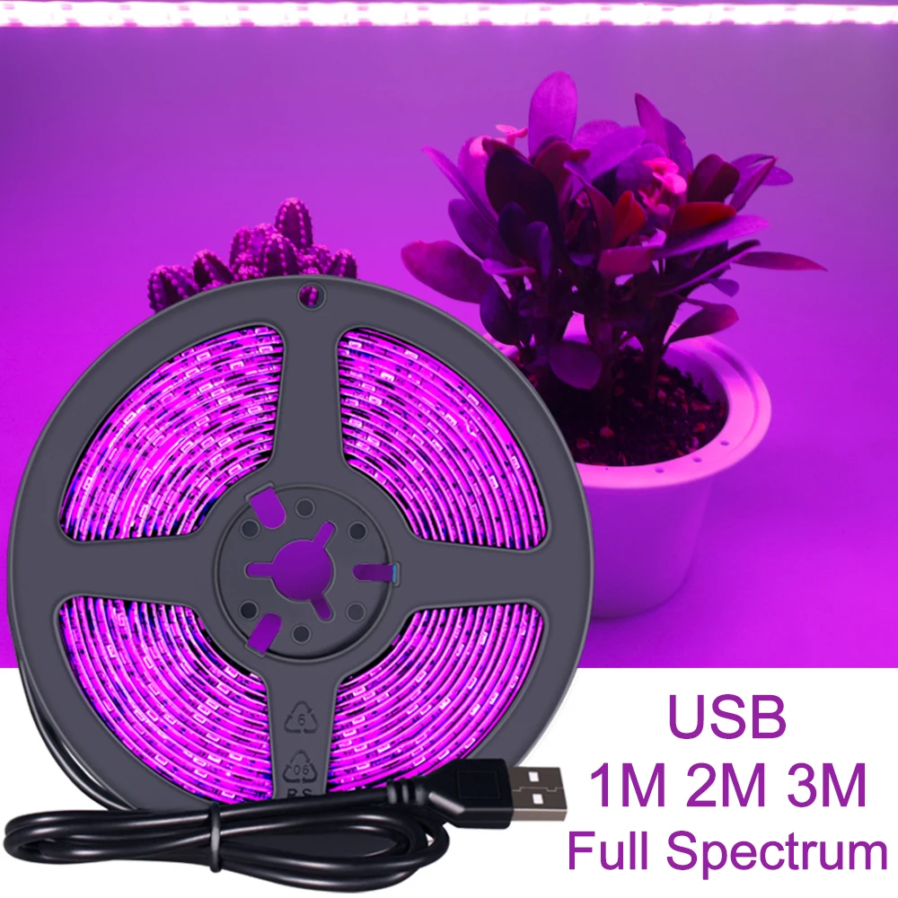 

LED Grow Light Full Spectrum 5V USB Grow Light Strip 2835 SMD LED Phyto Lamps For Plants Greenhouse Hydroponic Growing 3M 2M 1M