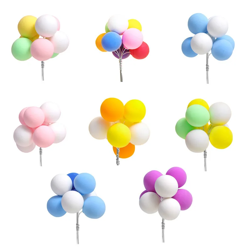

8Pcs Ball Bundle Colorful Clay Cake Topper Hat Creative Cupcake Card Flag Birthday Party Baby Shower Halloween Decoration
