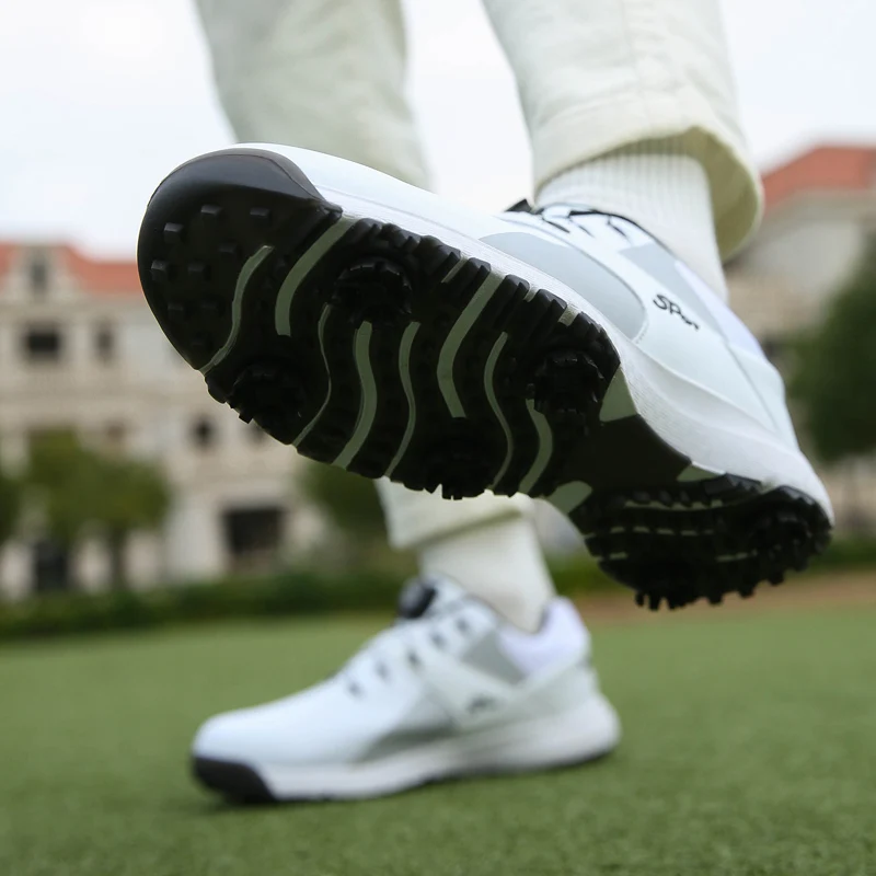 Lovers' professional spin button golf shoes Leather breathable waterproof anti-skid training shoes Sports shoes Activity spikes