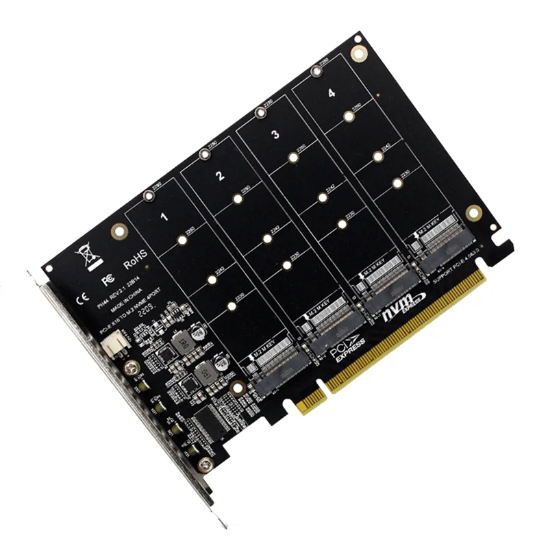 4-портовый твердотельный накопитель M.2 NVMe в PCIE X16M преобразователь жесткого диска