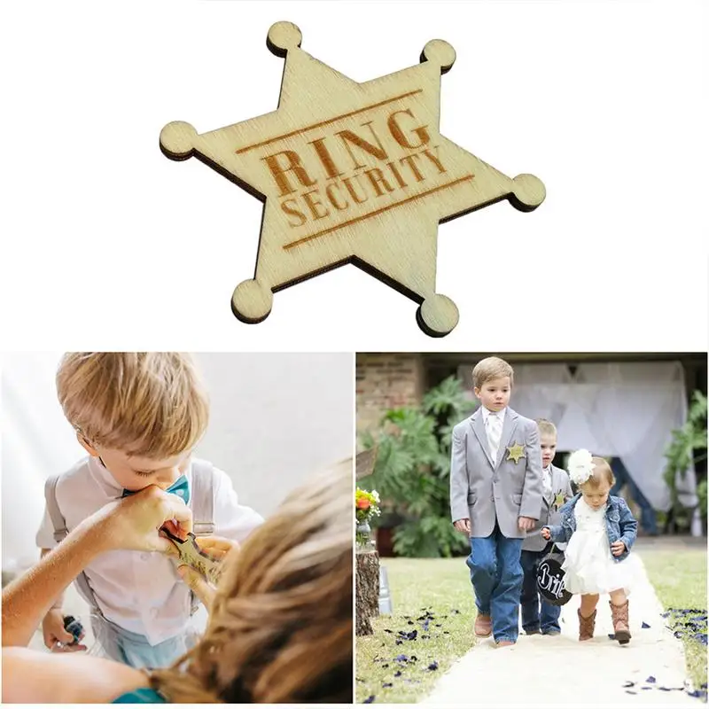 

Security Rustic Wooden Ring Bearer Gift For Wedding Parties Security Ring Badge Pin For Boys And Girls Wedding Decorations