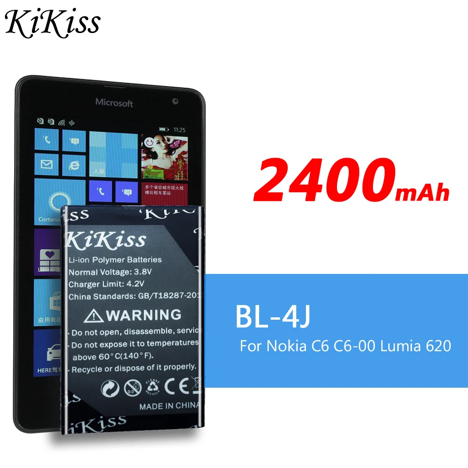 

2400mAh BL-4J For Nokia C6 C6-00 Lumia 620 BL4J BL 4J Mobile Phone Replacemeny High Capacity Battery