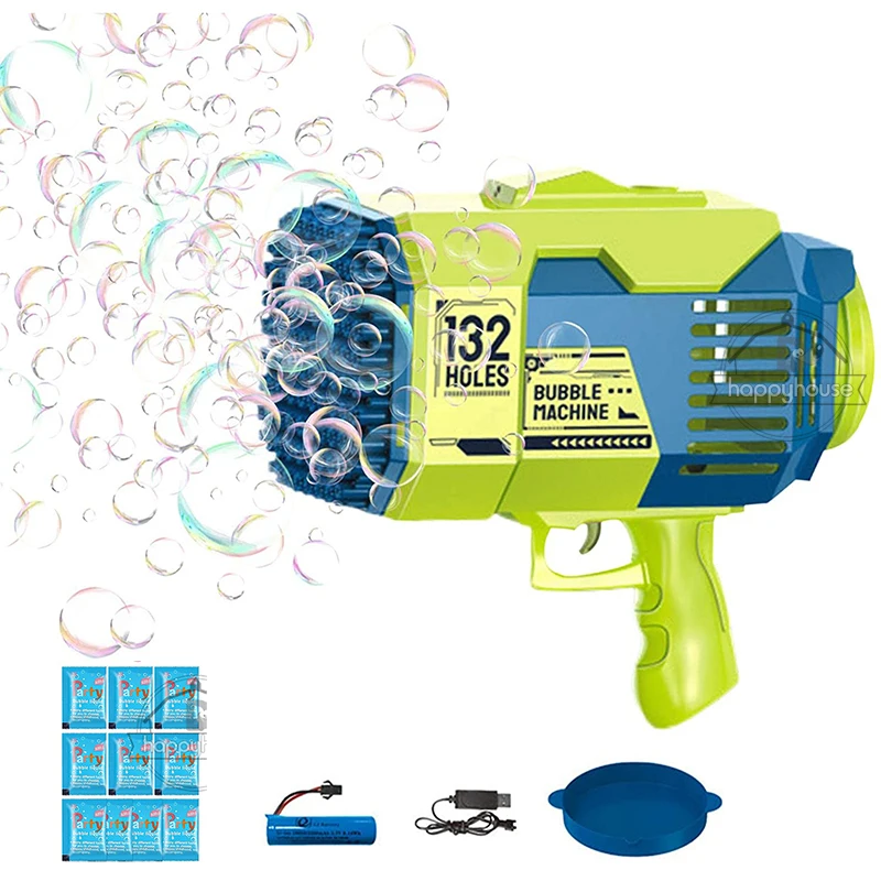 

132 Hole Gatling Bubble Machine for Children Racket Launcher Automatic Bazooka Bubble Gun For Kids Soap Bubble Maker Blower Toy