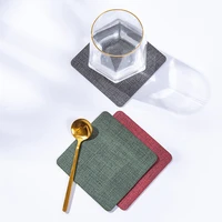 1 pc multicolor double sided square table mathome hotel western style placematcloth grain leather placemat kitchen supplies