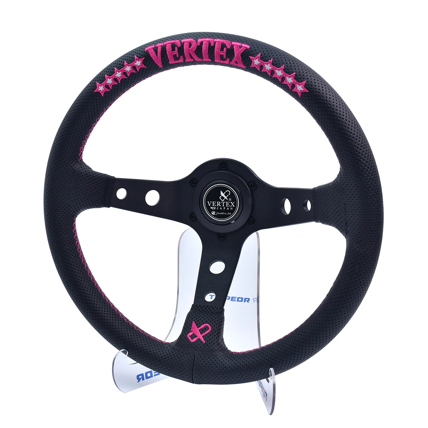 Руль для автосимулятора JDM Racing Drift, 320 мм, с вышивкой 10 звезд, глубина 90 мм, кожаный, универсальный (art.: 3920dc254a37d) - 3920dc254a37d