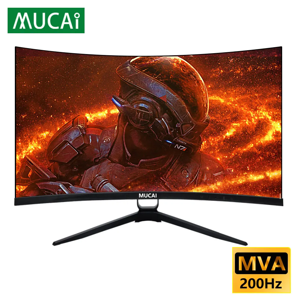 

MUCAI 27 inch Curved Monitor 165Hz Display 16:9 MVA 200Hz FHD PC Desktop LED Game gaming Computer Screen 1800R DP 1920*1080