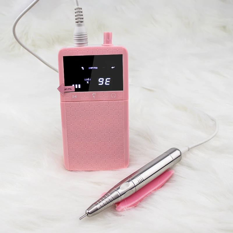 Nail Supplies for Professionals Silver Slim Brushless Handpiece Strong Power Rechargeable Nail Drill Machine Nail Efile
