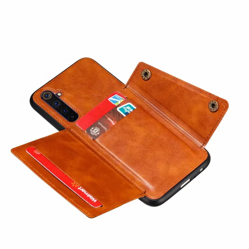 PU Leather Wallet Shockproof Case For OPPO Realme 5 6 7 8 9 Pro 7i 8i 9i X50 XT C3 C21Y C35 Magnetic Car Holder Stand Flip Cover