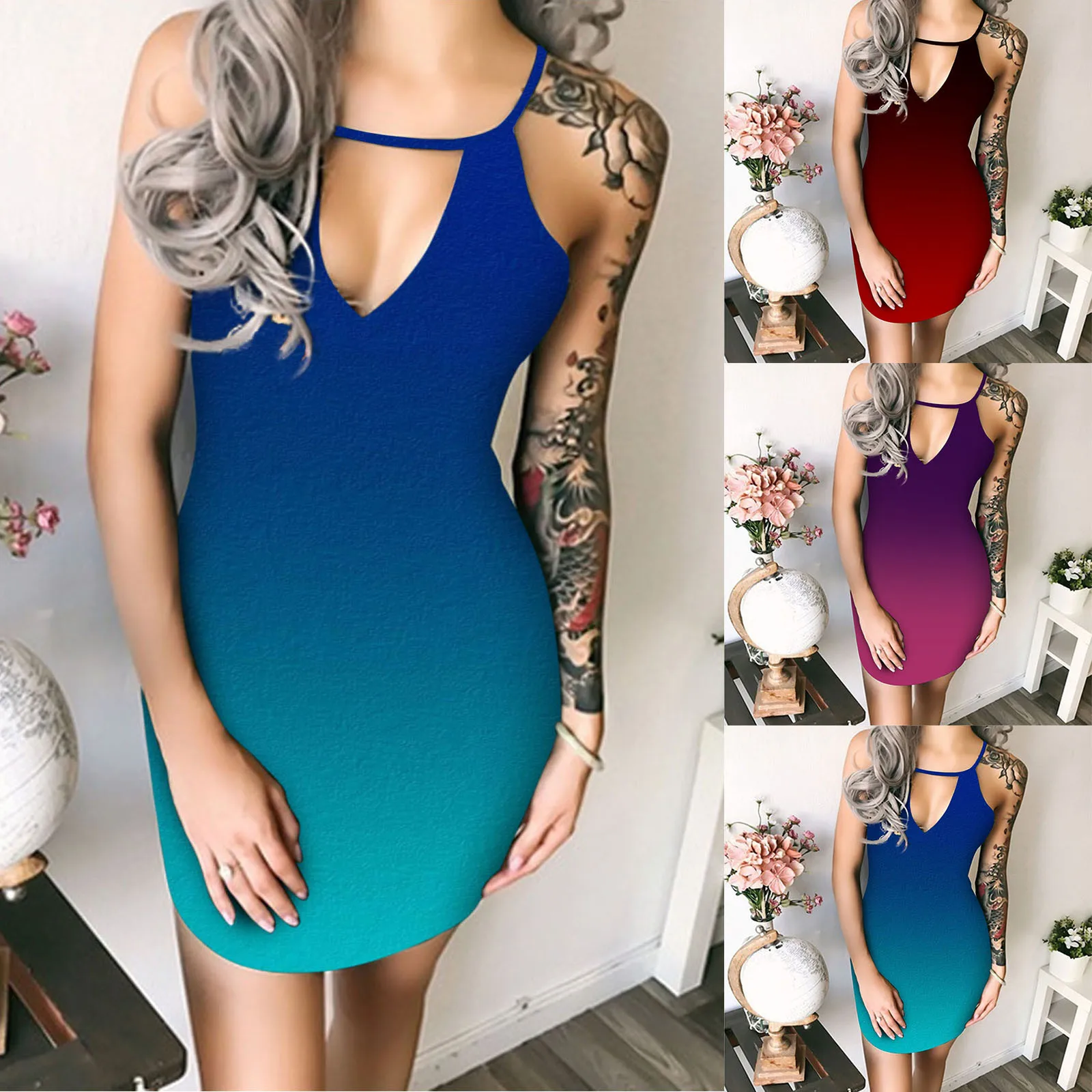 

Женское Повседневное платье с градиентным принтом, платья без рукавов, модное сексуальное платье-футболка, платья для беременных для женщи...